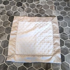 Lovey Security Blanket White Minky Textured Fabric With Satin Edging